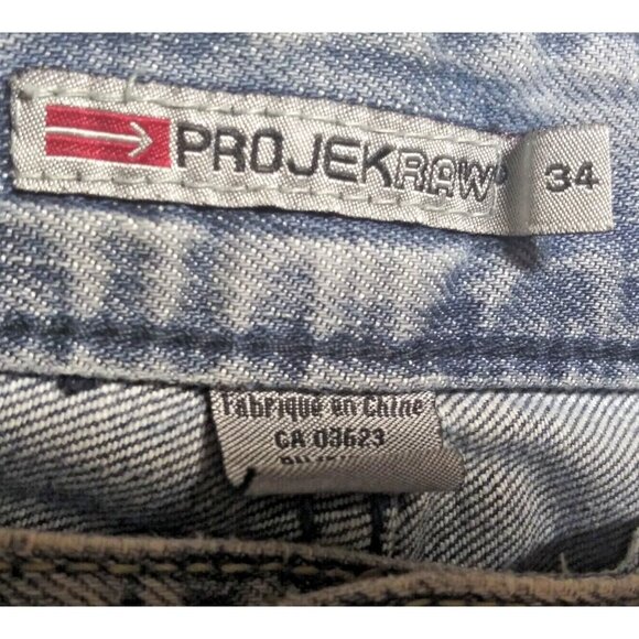 Projek Raw Mens Blue Jeans faded Slim Fit 34Wx32 Straight ProjekRaw distressed - Picture 7 of 11